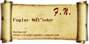 Fogler Nándor névjegykártya